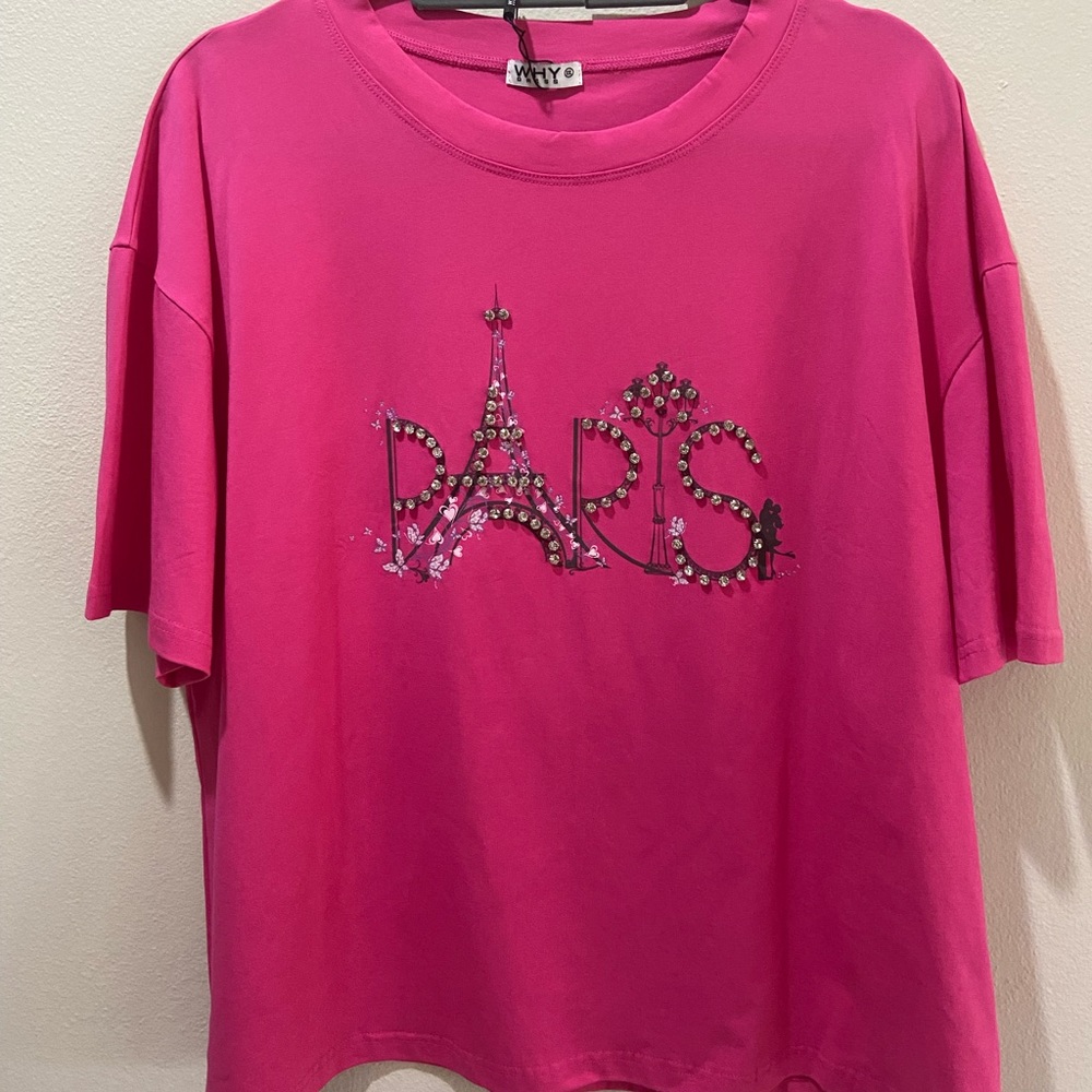 “WHYDRESS” Raspberry color shirt with rhinestones “Paris” size XXL NWT